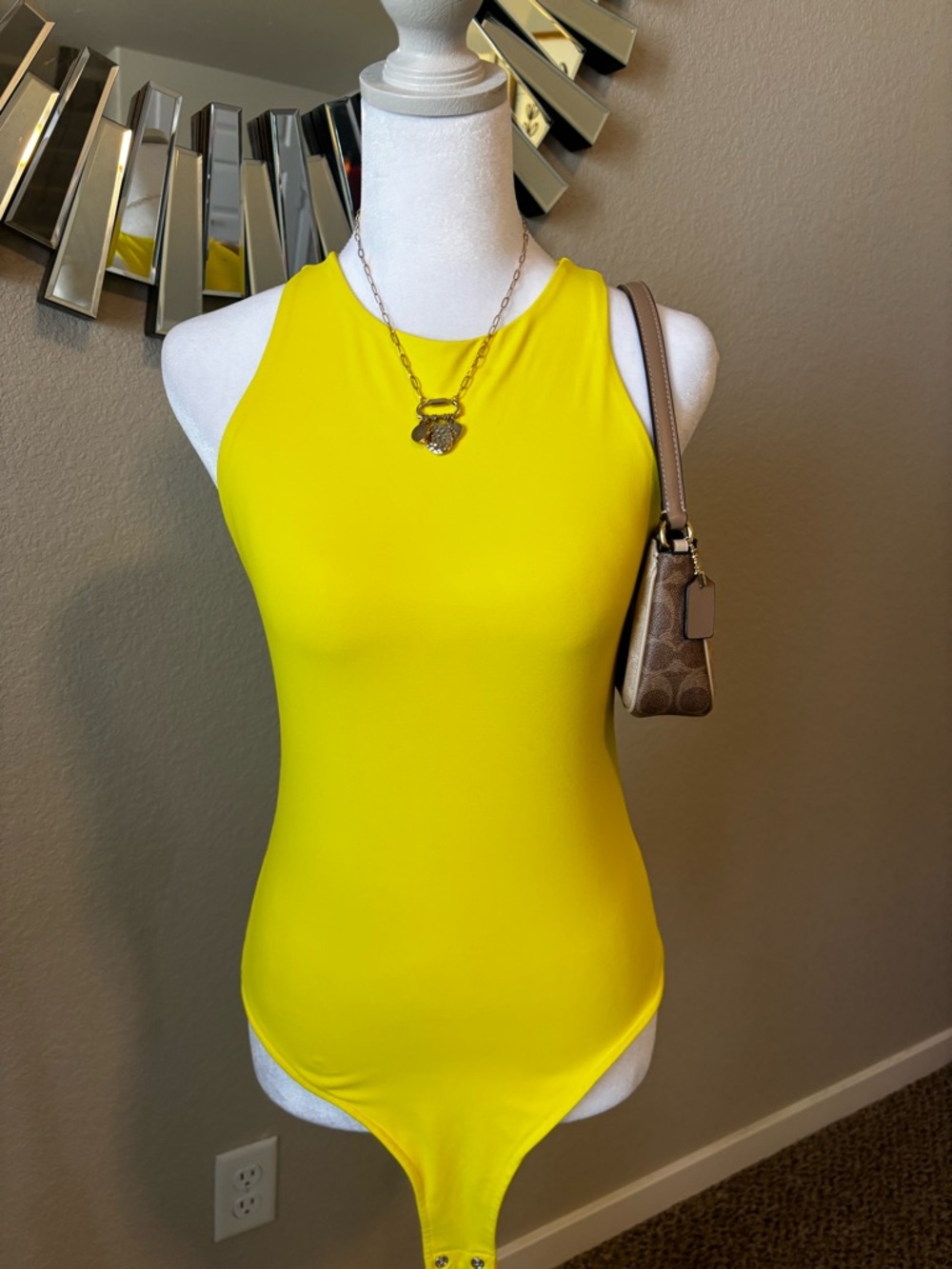 ReoRia Sunny Yellow Sleeveless High Neck Bodysuit